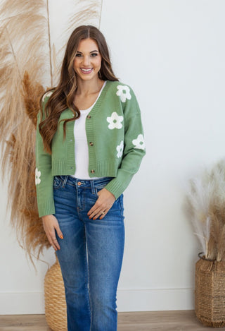 Green Flower Cardigan