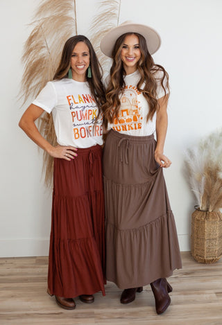 fall tees & maxi skirts