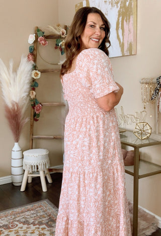 pink floral dress back view