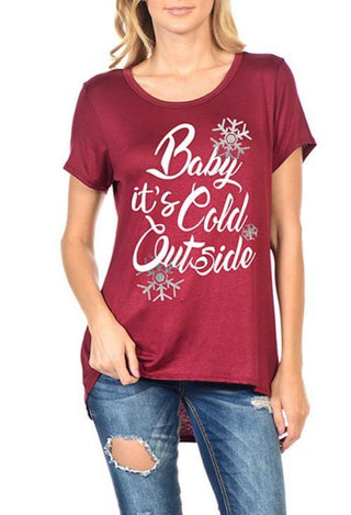 baby it's cold outside in burgundy with jeans