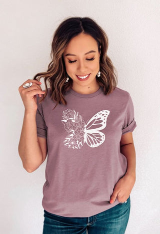 Butterfly graphic tee in orchid purple