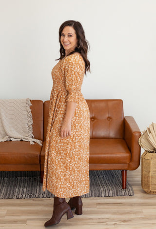 Golden Floral Dress