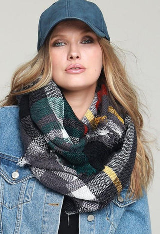 green  plaid infinity scarf