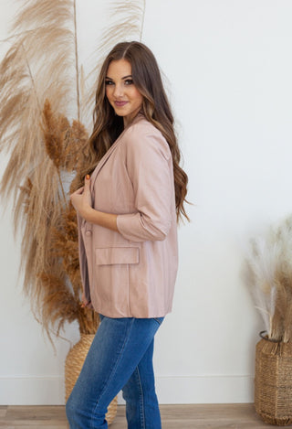 Pink leather blazer