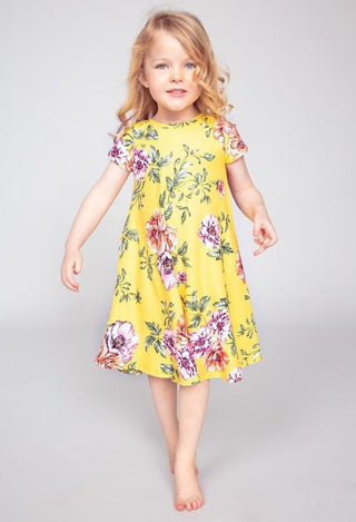 girls yellow floral dress