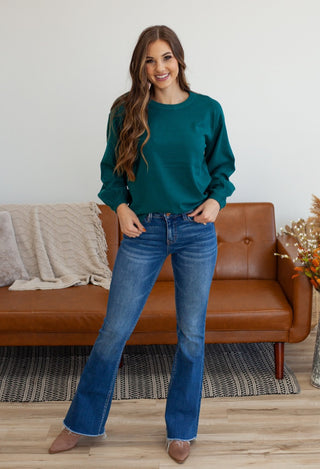 Teal Sweater with jeans