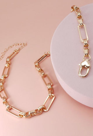 boho rectangle link necklace