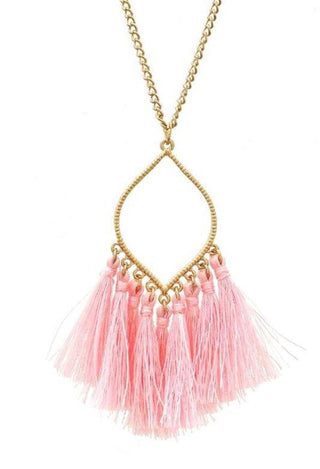 pink Tassel drop Necklace
