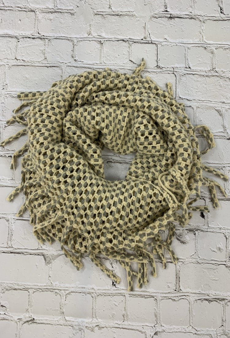 Beige fringe infinity scarf