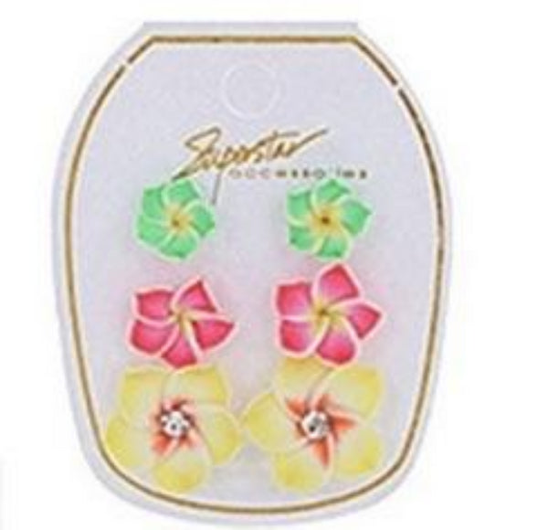 Tropical flower earring set