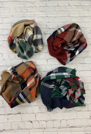 plaid infinity scarf in 4 colors
