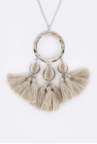 Tassel drop Necklace in silver