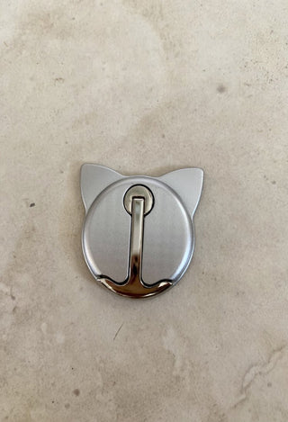kitty phone grip in silver