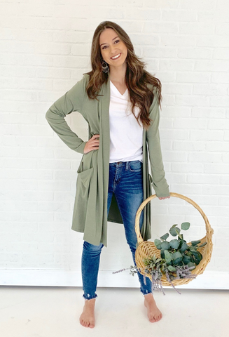 Caraway Duster Cardigan Olive