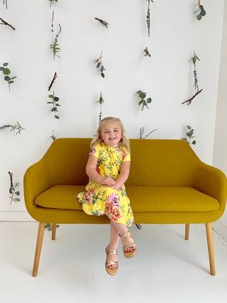 Girls yellow floral dress