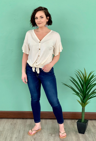Katelyn Tie Top with jeans