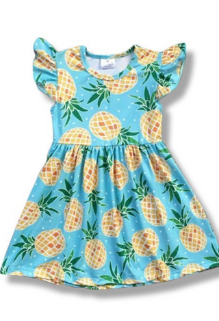 Girls Posh Pineapple Dress in turquoise