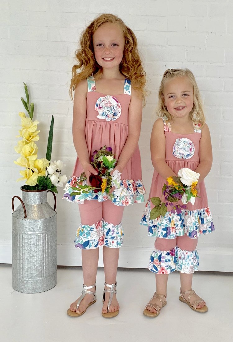 Girls Floral Ruffle Set