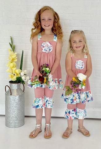 Girls Floral Ruffle Set